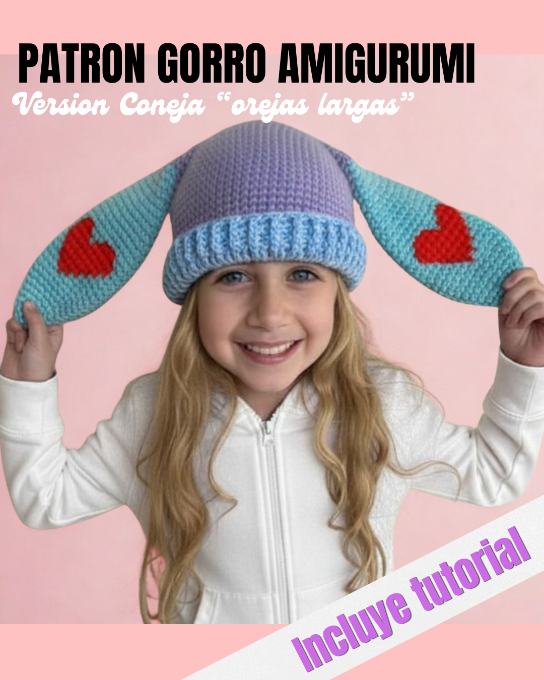 GORRO AMIGURUMI "CONEJA OREJAS LARGAS"